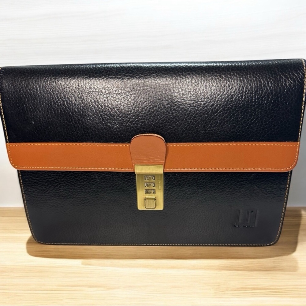 Dunhill Leather Clutch Black Brown